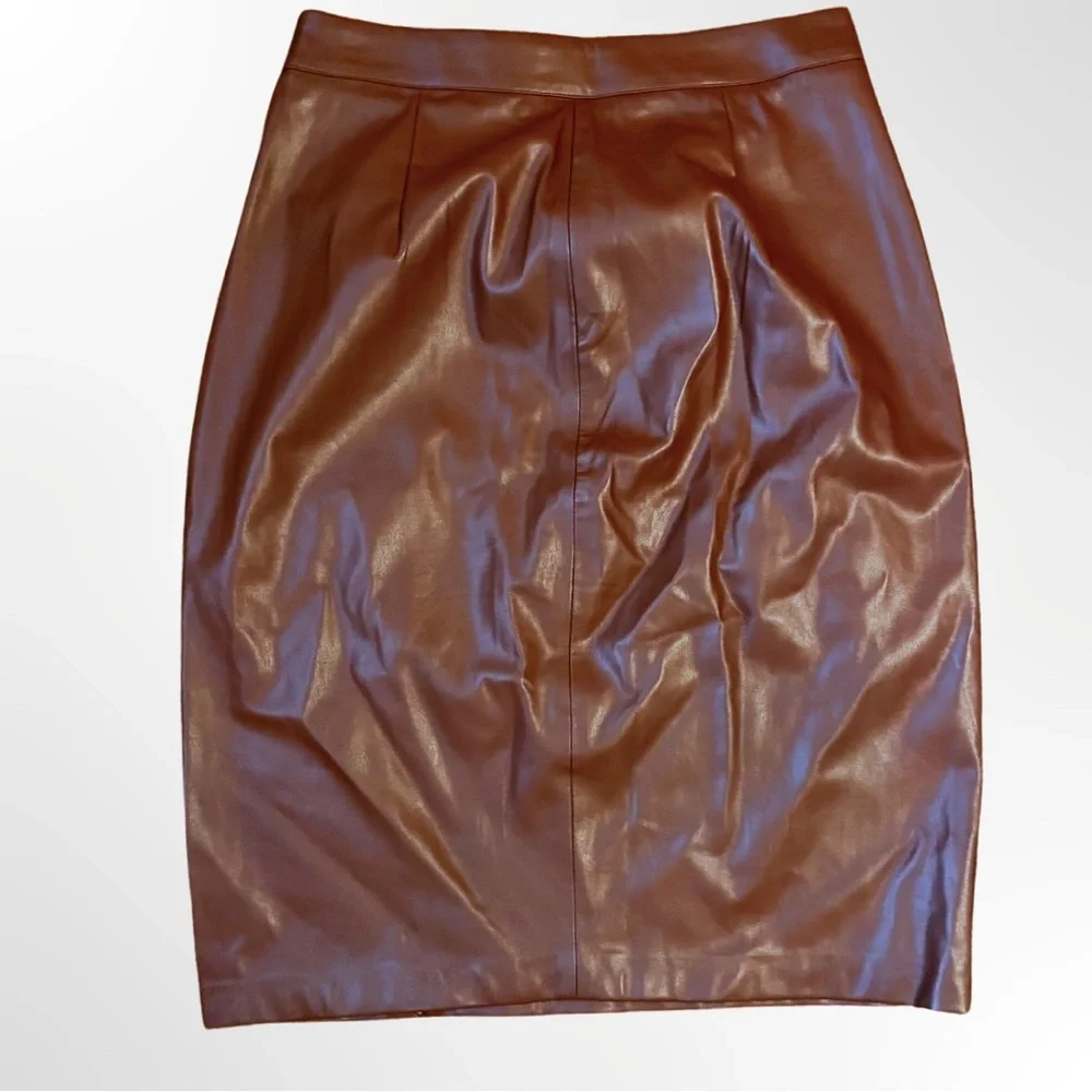 NEW Jason wu vegan leather brown midi skirt - Picture 2 of 4